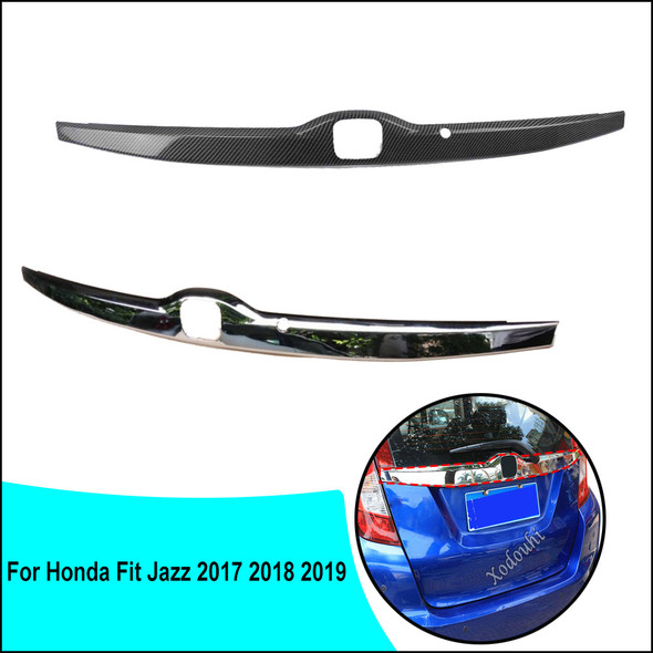 For Honda Fit Jazz 2017 2018 2019 Car Rear Door License Tail Tailgate Bumper Frame Plate Trim Lamp Trunk Parts Sticks Hoods 1pcs