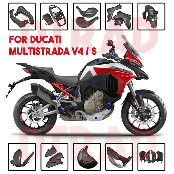 For DUCATI Multistrada V4 S Pikes Peak 2021 2022 2023 Full Carbon Fiber Body & Frame Covers Fairing Kit Motorcycle Accessories