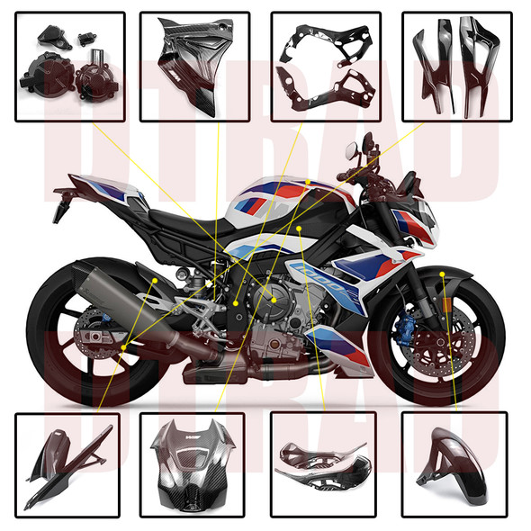 For BMW M1000R 2023 Carbon Fiber Body & Frame Covers Panels Full Fairing Kits Motorcycle Accessories Modified Parts Twill Gloss