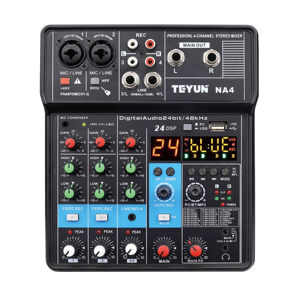 Teyun Na4 4 Channel Bluetooth Mini Audio Mixer Sound Card Dj 16