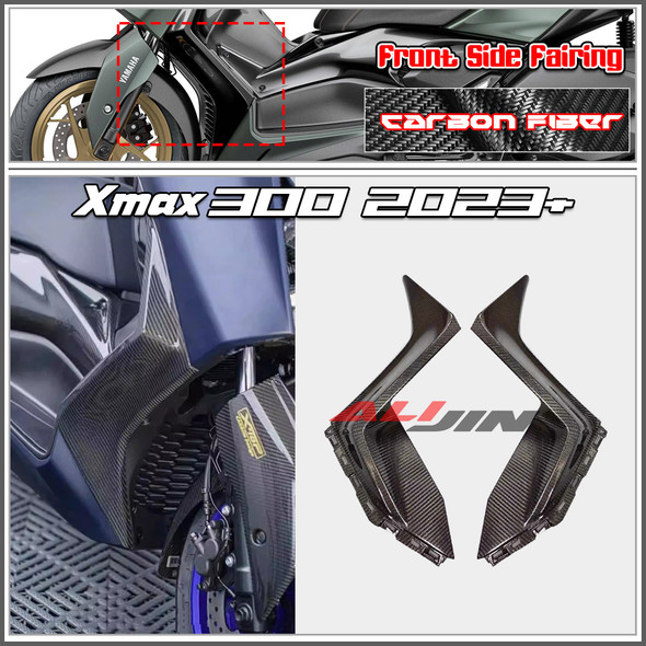 100% Real Carbon fiber For YAMAHA Xmax 300 Xmax300 2023+ 2024 Motorcycle Side Front Body Support Frame Fairing Kit Panel Cover