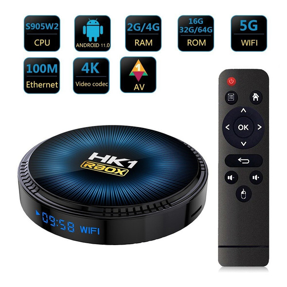 HK1 RBOX W2 Android 11 Smart TV Box Amlogic S905W2 4GB RAM 64GB ROM