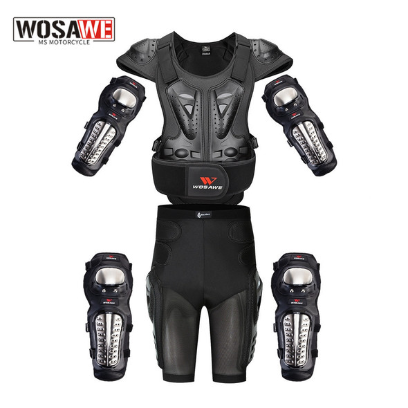 WOSAWE Adult Full Body Protector Vest Armor Motocross Armor Jacket Chest Spine Protection Gear elbow shoulder Knee guard Gloves