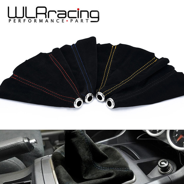 16mm Universal Suede Leather Car Gear Shift Collars Carbon Fiber Auto Car Manual Stick Shifter Knob Gear Shift Boot Cover Gaiter