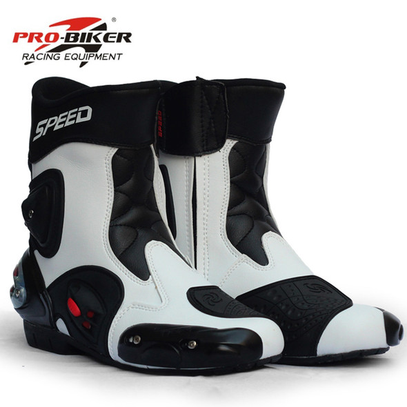 PRO-BIKER SPEED Ankle Joint Protection Motorcycle Boots Moto Shoes For Motorcycle Riding Racing Motocross Boots BLACK RED WHITE