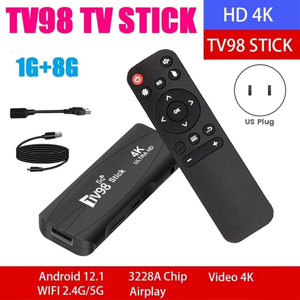 1 Piece TV98 TV STICK 1G+8G Android 12.1 2.4G 5G Wifi Android Smart TV