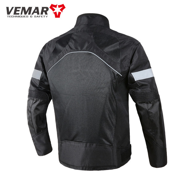 Vemar Men Motorcycle Jacket Summer Breathable Mesh Moto Jacket Protective Gear Motorcycle Coat Motorbike Clothing Jacket Black