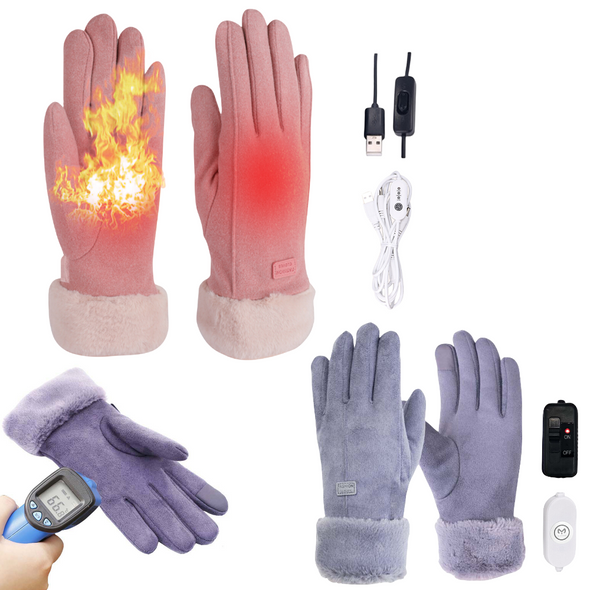 Motorcycle USB Rechargeable Heated Gloves with Finger Touch Screen Design for Women Girls Winter Motorbike Riding Gloves