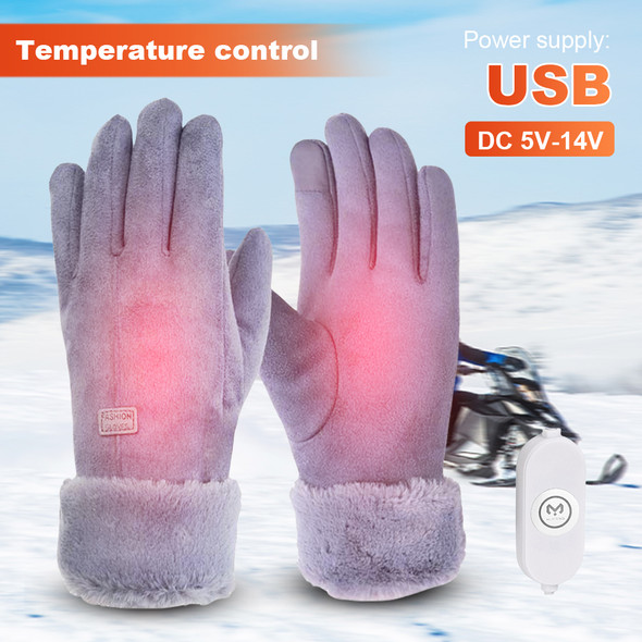 Motorcycle USB Rechargeable Heated Gloves with Finger Touch Screen Design for Women Girls Winter Motorbike Riding Gloves