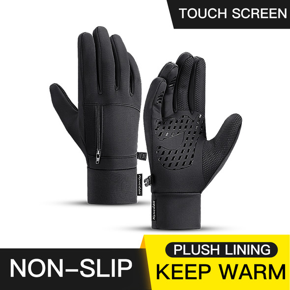 Winter Sports Cycling Gloves Windproof Silicone Nonslip Touchscreen Warm Gloves for Work Black MTB Snowmobile Motorbike Gloves