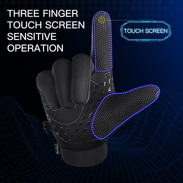 Winter Sports Cycling Gloves Windproof Silicone Nonslip Touchscreen Warm Gloves for Work Black MTB Snowmobile Motorbike Gloves