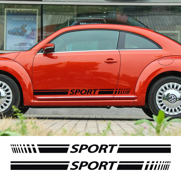 2PCS Car Side Door Skirt Sticker Sport Stripes Vinyl Film Body Decor Decal DIY Styling Auto Accessories For Volkswagen VW Beetle