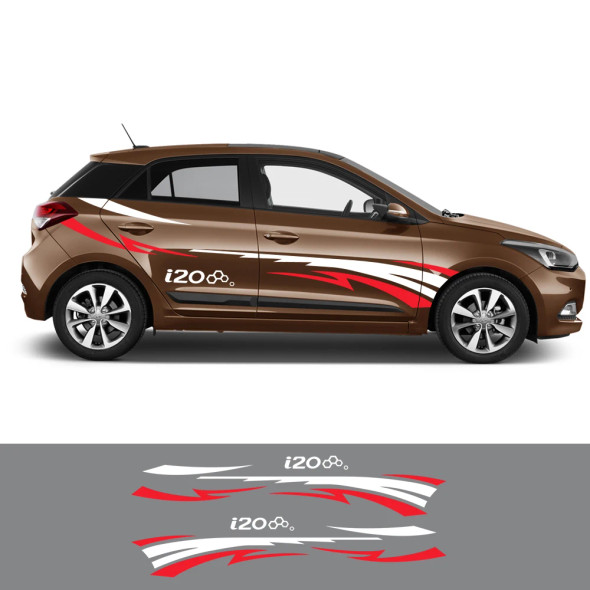 Car Body Side Door Decor Sticker For Hyundai I20 Asta Active Sportz N Line BC3 GB IB Graphics Auto Stripes Style Vinyl Decal