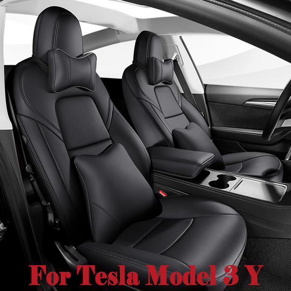 5 Seats Full Set Car Seat Cover PU Leather Cover All Season Protection for Tesla Model 3 Model Y Car Protective Supplies