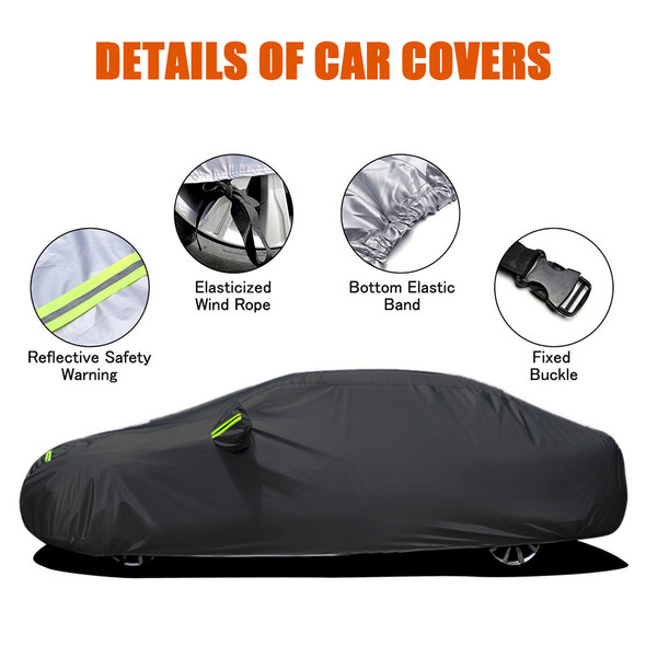 Car Cover Full Covers with Reflective Strip Sunscreen Dustproof Waterproof Cover UV Scratch-Resistant for 4X4/SUV Business Car