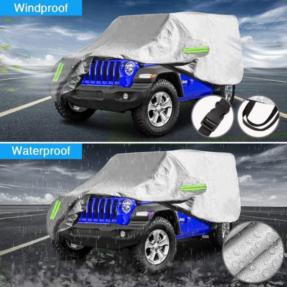 Car Covers 190T Waterproof for Jeep Wrangler 2/4 Doors 1987-2019 JK JL YJ TJ Windproof Dustproof Full Surround Protector Cover