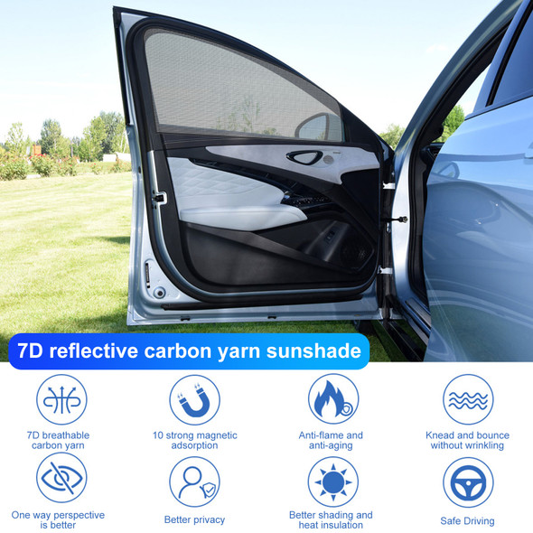 Car Window Shade with Magnet UV Blocking Magnetic Window Cover Privacy Protect Sunshade Curtain Breathable Car Window Curtain