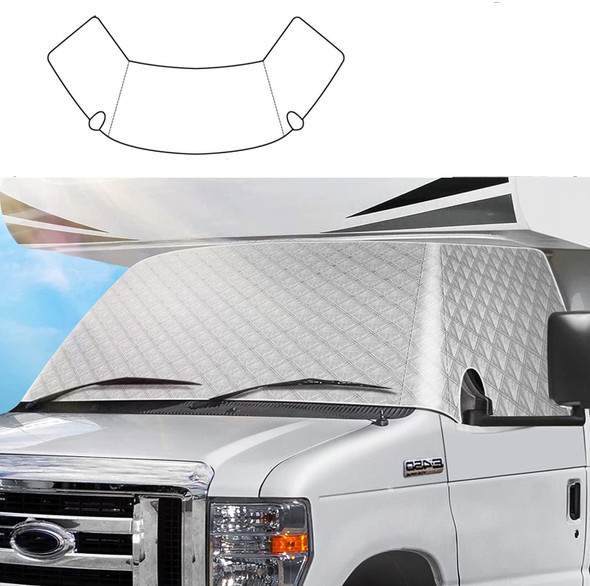 Motorhome Front Window Sunshade Cover Accessories For C-class Ford E450 RV Window Snow Cover Durable 4 Layers Mirror Cutouts