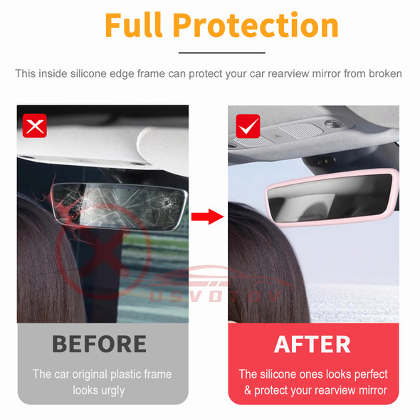 Rear View Mirror Protector Frame for Tesla Model 3 Y S X Center Console Accessories Interior Rearview Cover Silicone Rubber Case