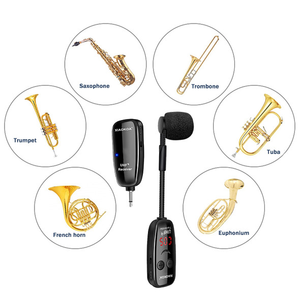 Xiaokoa Uhf Wireless Saxophone Microphone System Clip On Musical