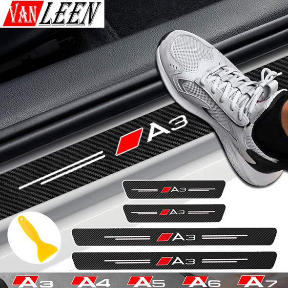 Carbon Fiber Car Door Edge Sill Protector Strip Stickers For Audi A3 8V 8P S3 A5 A6 C7 C6 S5 S6 Sline A4 S4 B8 B9 B7 Accessories