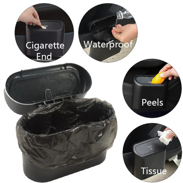 Hanging Car Trash Can ABS Square Pressing Trash Bin Vehicle Garbage Dust Case Storage Box Auto Interior Accessories for Car