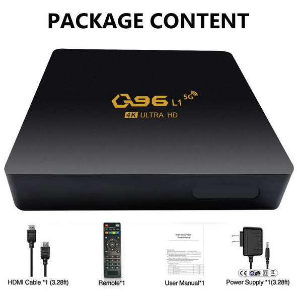 Q96 L1 Smart TV Box Android 10 Amlogic S905L2 Quad Core 2.4G WIFI 4K