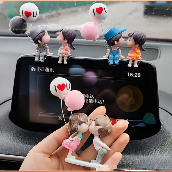 Car Decoration Cute Cartoon Couples car mirror accessories Action Figure Figurines Balloon Ornament Auto Interior Dashboard Gift