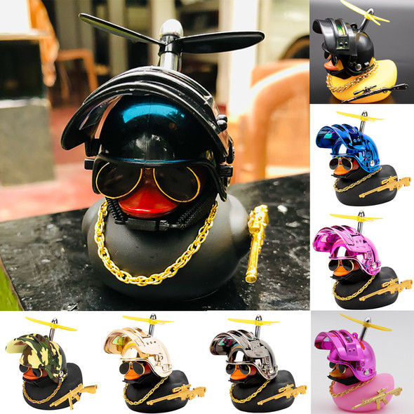 Broken Wind Rubber Duck With Helmet Pendant Duck Car Ornaments Decorations Helmet Duck Ducky Bicycle Wind Motor Accessories