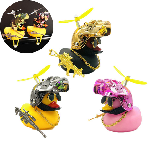 Motor Accessories Yellow Duck with Helmet for Bike Auto Car Accessories Tertiary Helmet Duck Car Ornaments Interior Decoration