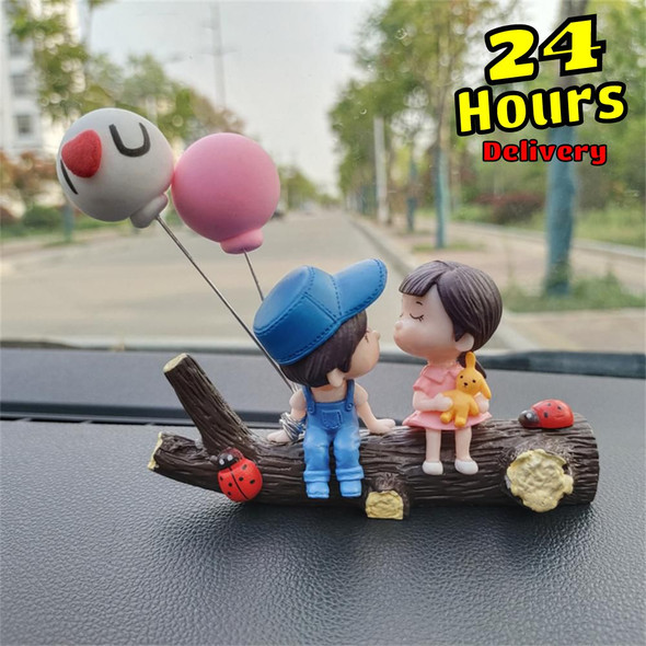 Car Decoration Car Air Outlet Clip Cute Cartoon Couples Action Figure Balloon Ornament Auto Interior Dashboard Car Accessories