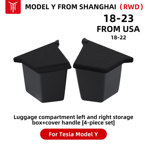 YZ For Tesla Model Y RWD 2021-23 Car Trunk Side Storage Box Hollow Cover Organizer Flocking Mat Partition Board Stowing Tidying