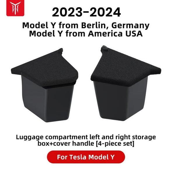 YZ For Tesla Model Y RWD 2021-23 Car Trunk Side Storage Box Hollow Cover Organizer Flocking Mat Partition Board Stowing Tidying