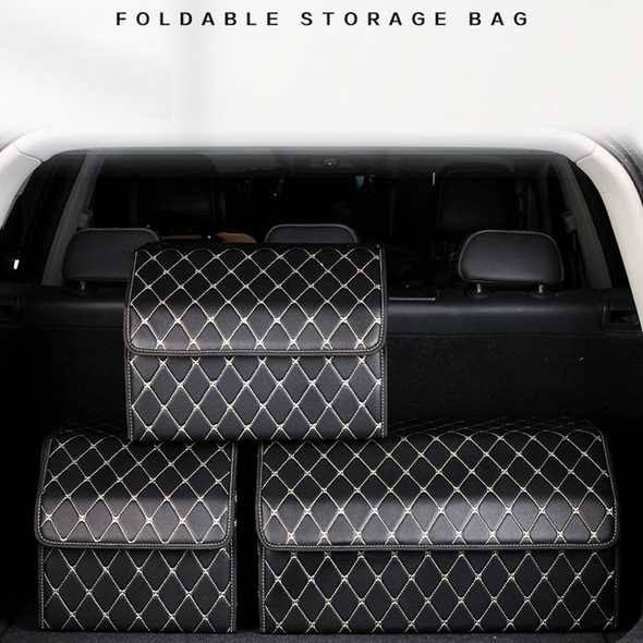 Large Capacity Auto Multiuse Tools Storage Bag Car Trunk Organizer Box Stowing Tidying Leather Folding For Emergency Storage Box