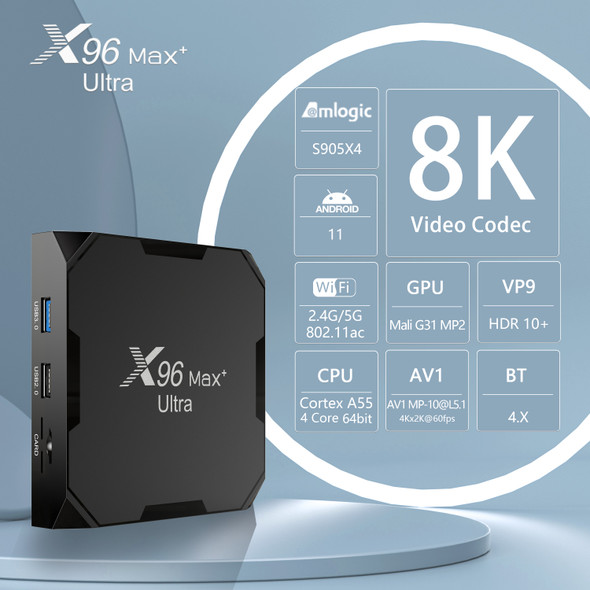 X96 Max+ Ultra Amlogic S905X4 TV BOX Android 11 4G 32GB 64GB AV1 8K