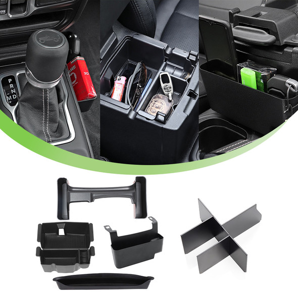 for Jeep Wrangler JL Gladiator JT 2018-2023 Car Armrest Box Storage Organizer Copilot GrabTray Stowing Tidying Accessories Black