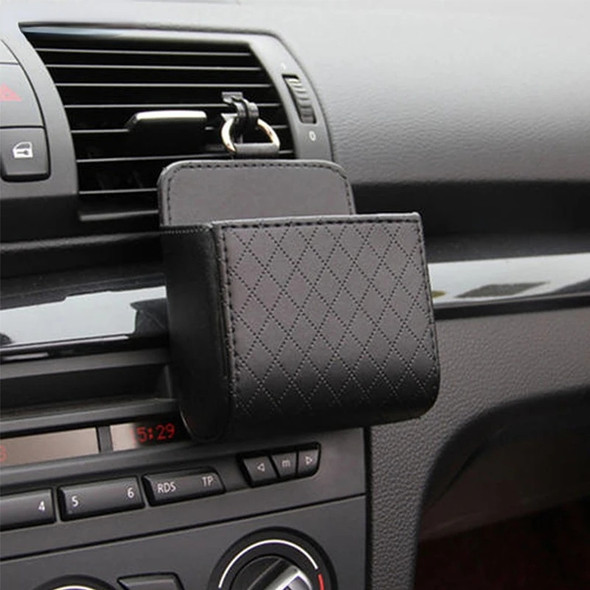 1 pc Car Storage Bag Air Vent Dashboard Tidy Hanging Leather Organizer Box Glasses Phone Holder Storage Organizer Car Accessorie