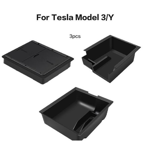 3PCS Armrest Hidden Storage Box for Tesla Model 3 Model Y 2021 2022 Center Console Organizer Model3 2021 2022 Accessories ABS