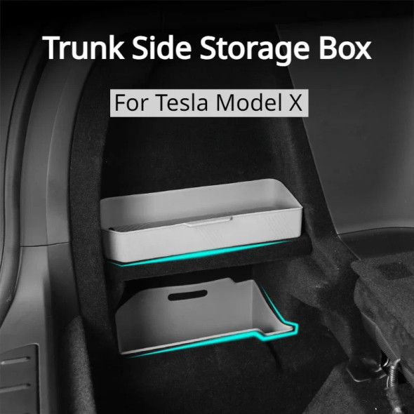 For Tesla Model X Trunk Storage Box 3pcs Set Silicone Trunk Side Storage Partition Stowing Tidying Car Interior Accessories 2023
