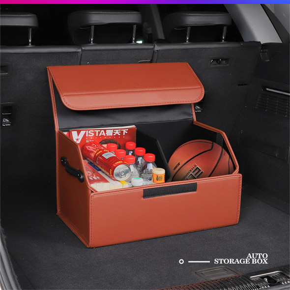 Car Trunk Organizer Box Large Capacity Auto Multiuse Tools Storage Bag Stowing Tidying Leather Folding For BMW BENZ TESLA VW Box