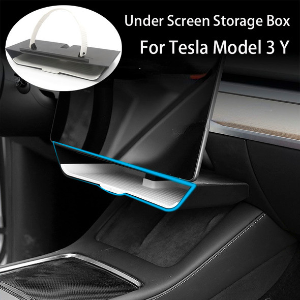 Under Screen Storage Box for Tesla Model 3 Y Organizer Center Console Organize Storage Rack Stowing Tidying Car Accessories 2023