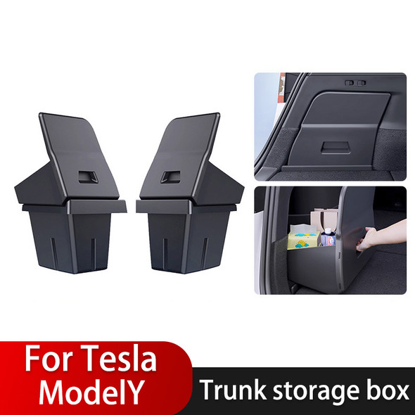 Car Trunk Side Storage Box For Tesla Model Y Hollow Cover Organizer TPE+ABS Partition Board Stowing Tidying
