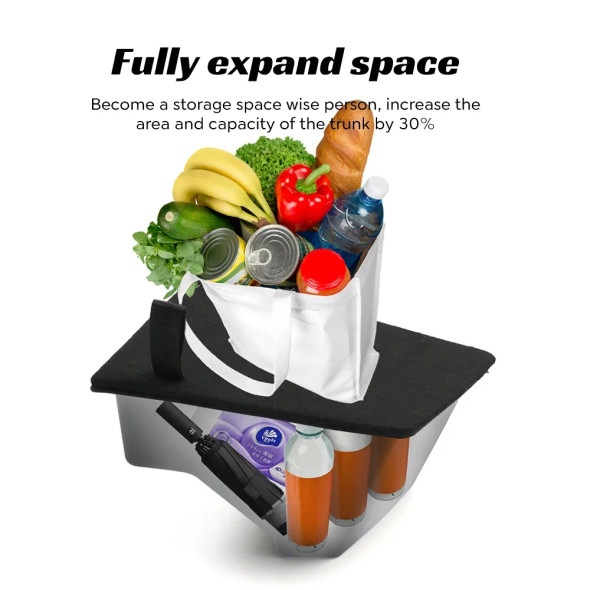 For 2021-23 Tesla Model Y RWD Car Trunk Side Storage Box Hollow Cover Organizer Flocking Mat Partition Board Stowing Tidying