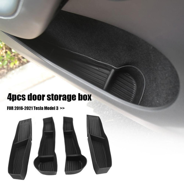 TPE 4pcs Door-Side Storage Tray Suitable for Tesla Model Y 16-21 Car Stowing Tidying Interior Accessories