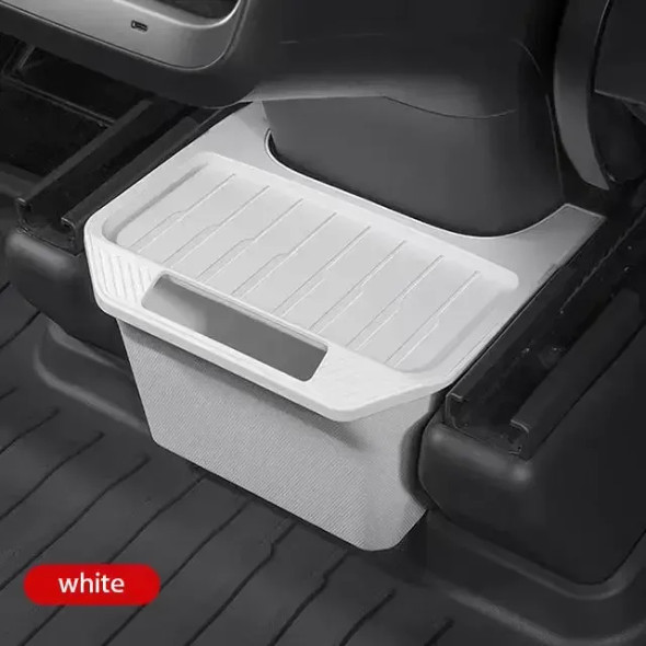 2022 2023 Tesla Model Y Rear Center Console Storage Box Stowing Tidying TPE Box with Cover Trash Can Under Seat Car Accessories