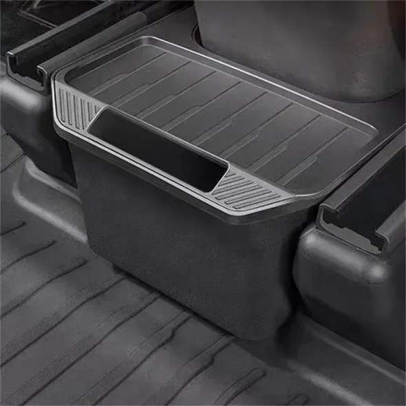 2023 Tesla Model Y Rear Center Console Storage Box Stowing Tidying TPE Box with Cover Trash Can Under Seat Car Accessories