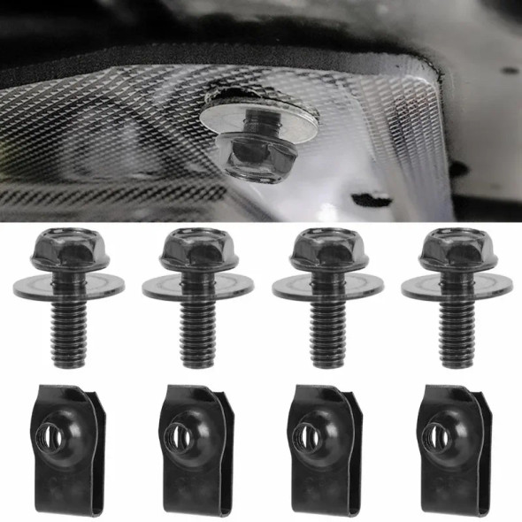 Car Body Bolts & U-nut Clips M6 Engine Cover Undertray Splash Shield Guard Bumper Fender Liner Retainer Fastener Rivet Screws