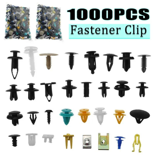 1000/500/200/100PCS Mixed Auto Vehicle Fastener Bumper Clips Retainer Rivet Door Panel Fender Liner Universal Fit All Car