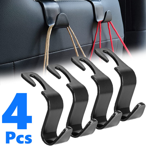 4Pack Hooks for Bags Car Clips Front Seat Headrest Organizer Holder Auto Fastener Hangers Car Storage Interior Accessories
