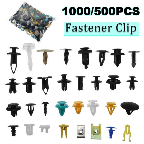 1000/500PCS Mixed Auto Vehicle Fastener Bumper Clips Retainer Rivet Door Panel Fender Liner Universal Fit All Car